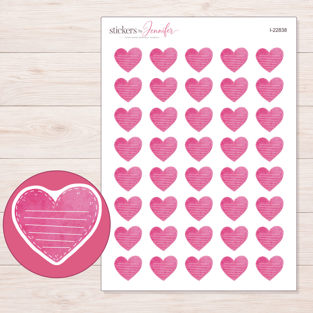 I-22838 planner sticker sheet with enlarged sticker detail