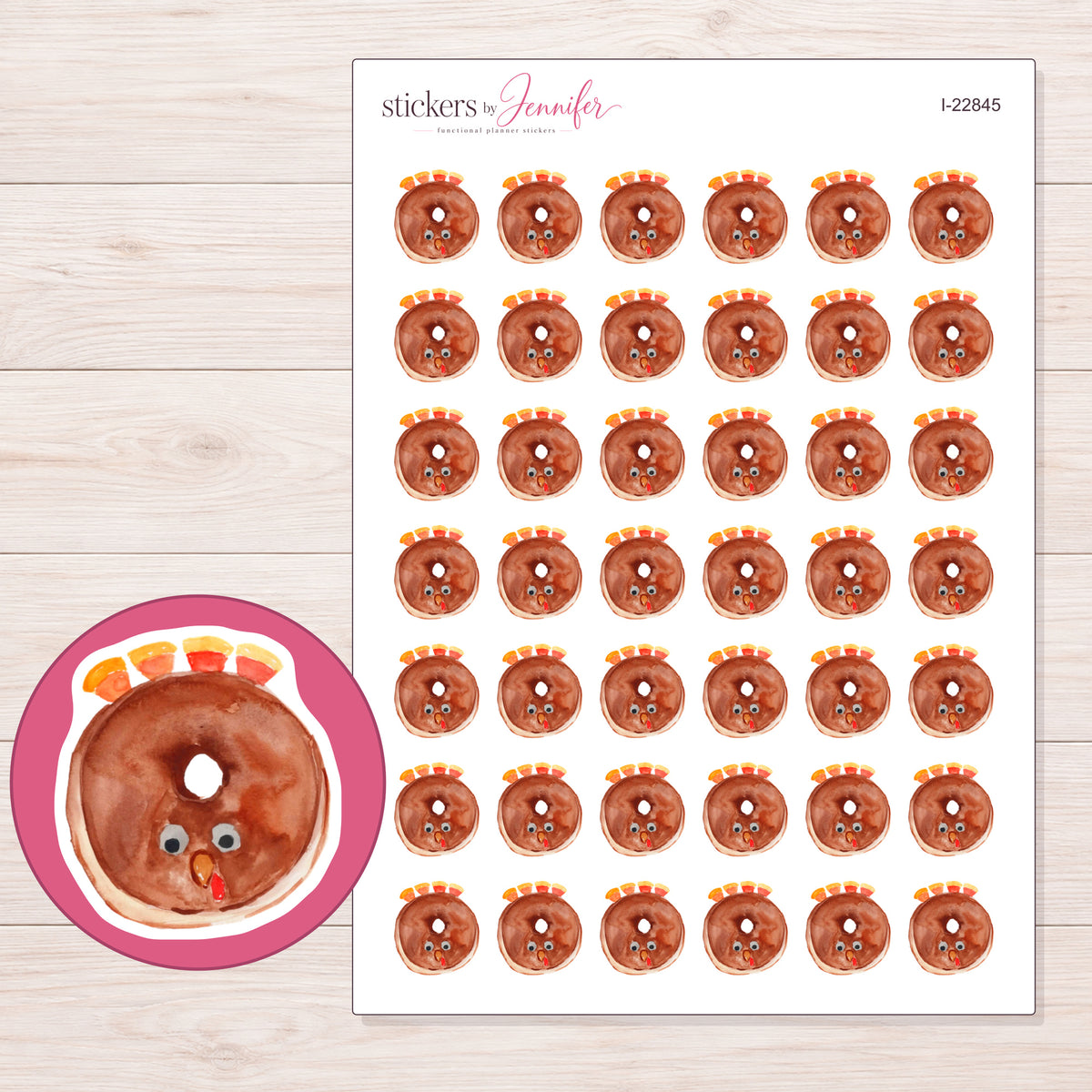 I-22845 planner sticker sheet with enlarged sticker detail