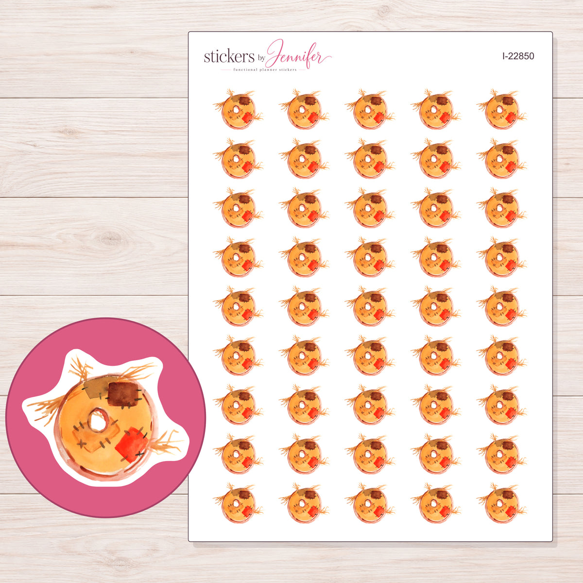 I-22850 planner sticker sheet with enlarged sticker detail