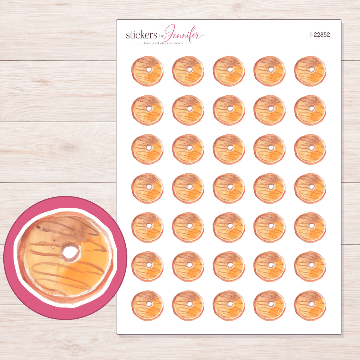 I-22852 planner sticker sheet with enlarged sticker detail