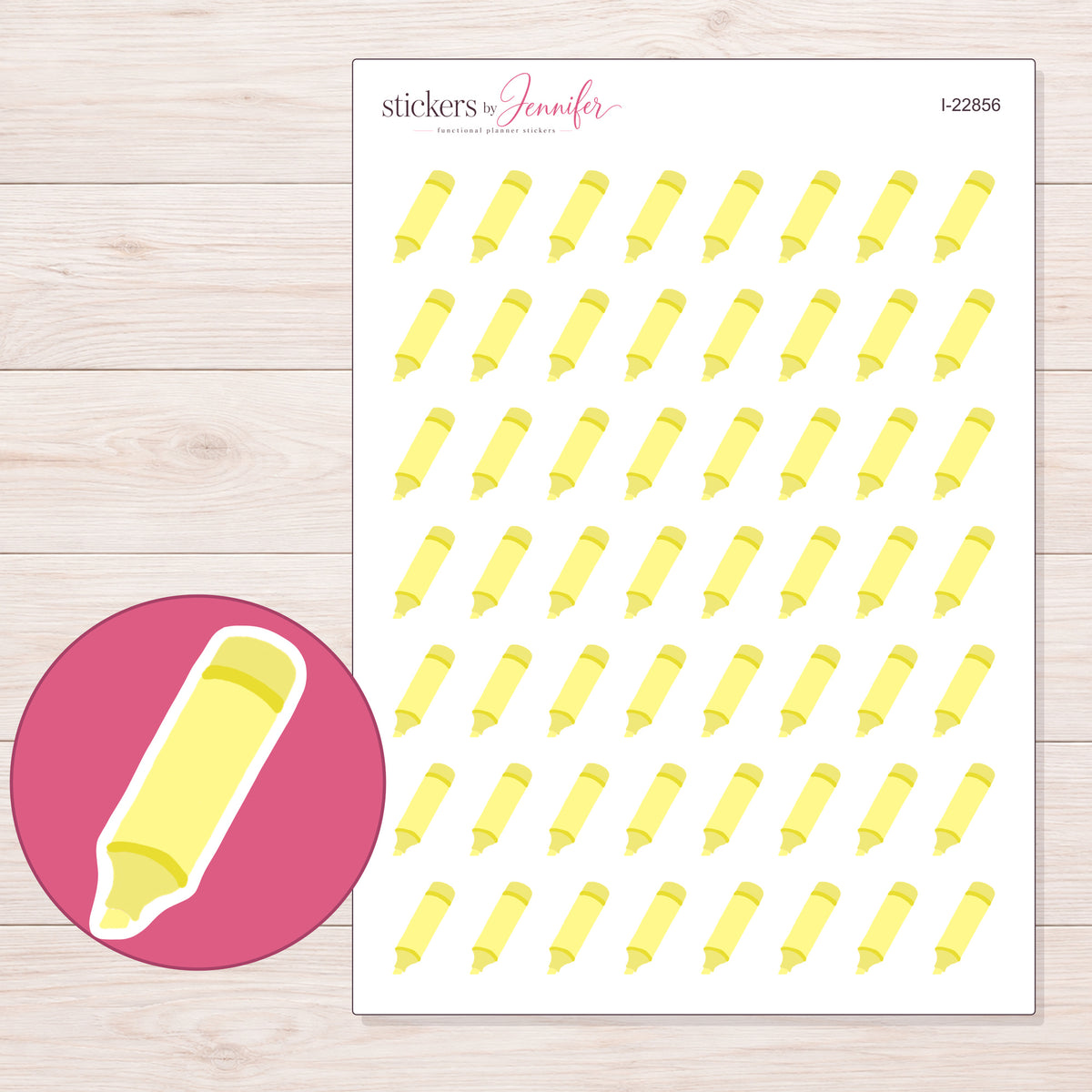 I-22856 planner sticker sheet with enlarged sticker detail