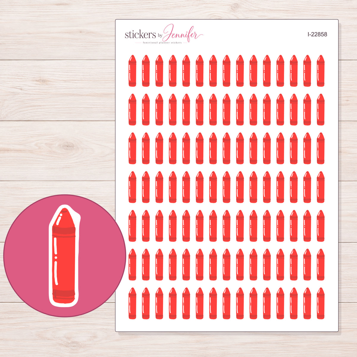 I-22858 planner sticker sheet with enlarged sticker detail