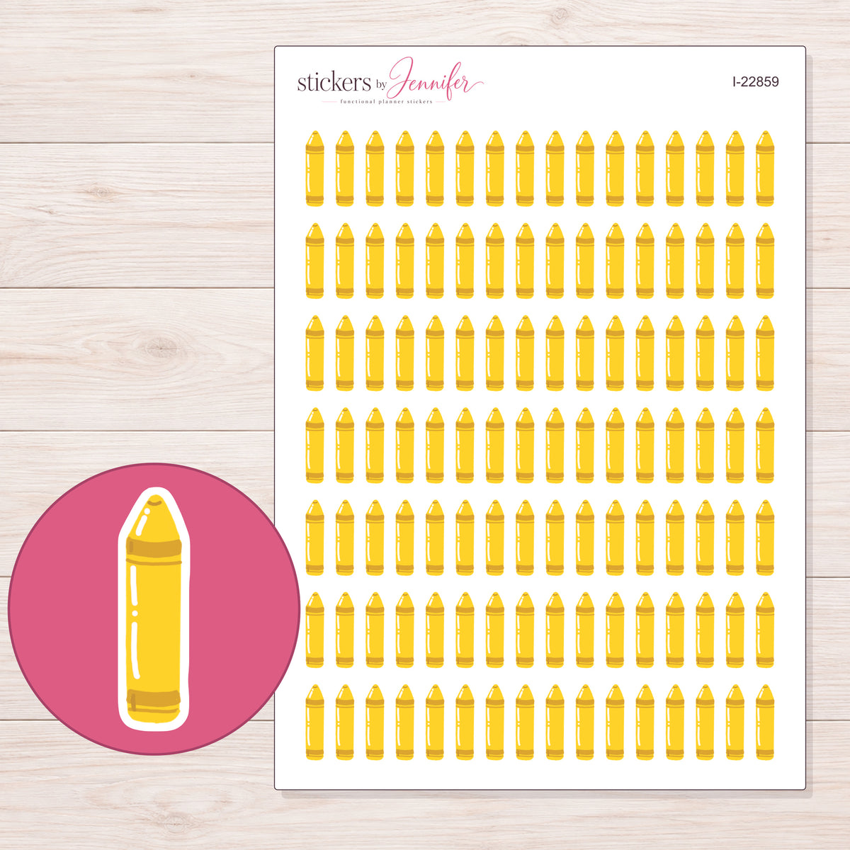 I-22859 planner sticker sheet with enlarged sticker detail