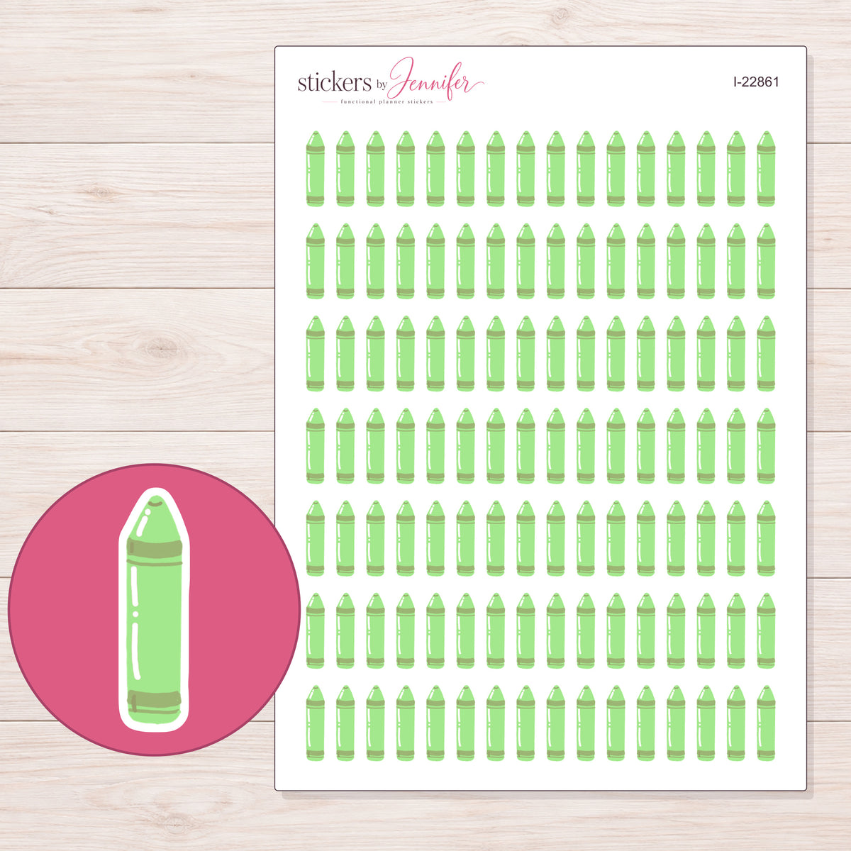 I-22861 planner sticker sheet with enlarged sticker detail