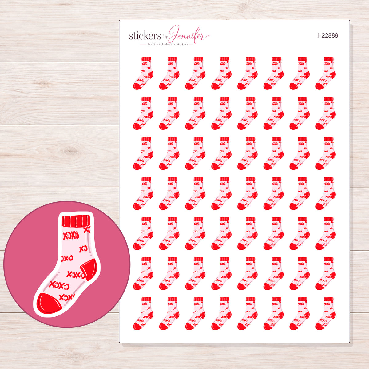 I-22889 planner sticker sheet with enlarged sticker detail