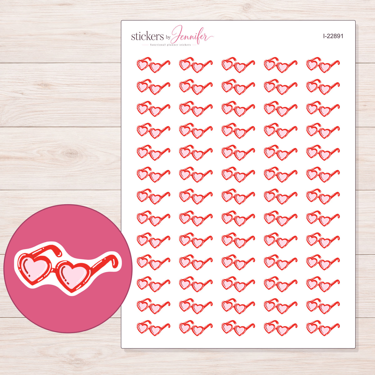 I-22891 planner sticker sheet with enlarged sticker detail
