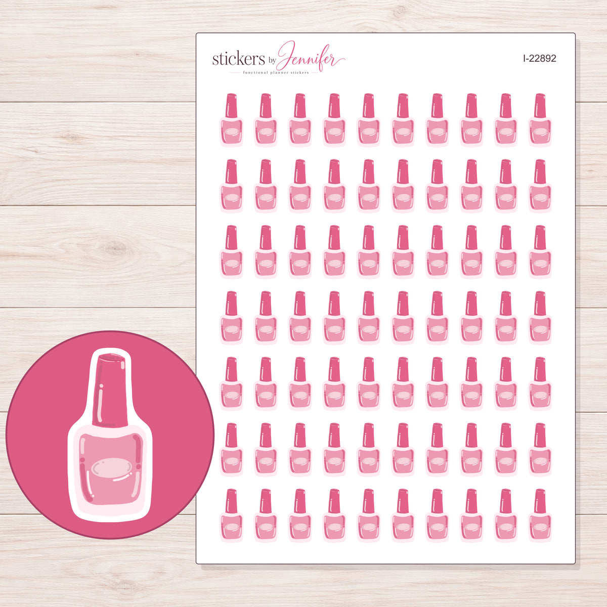 I-22892 planner sticker sheet with enlarged sticker detail