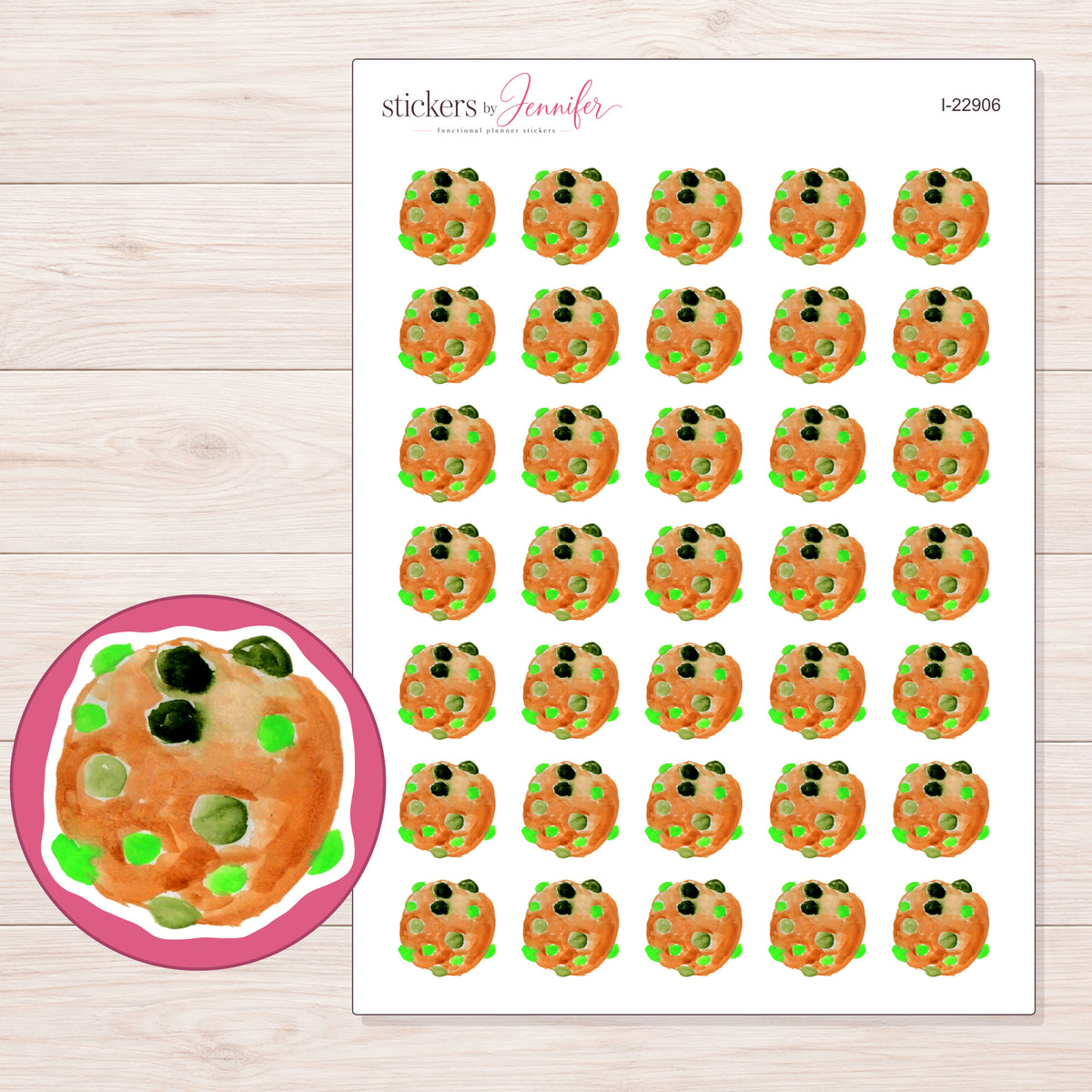 I-22906 planner sticker sheet with enlarged sticker detail