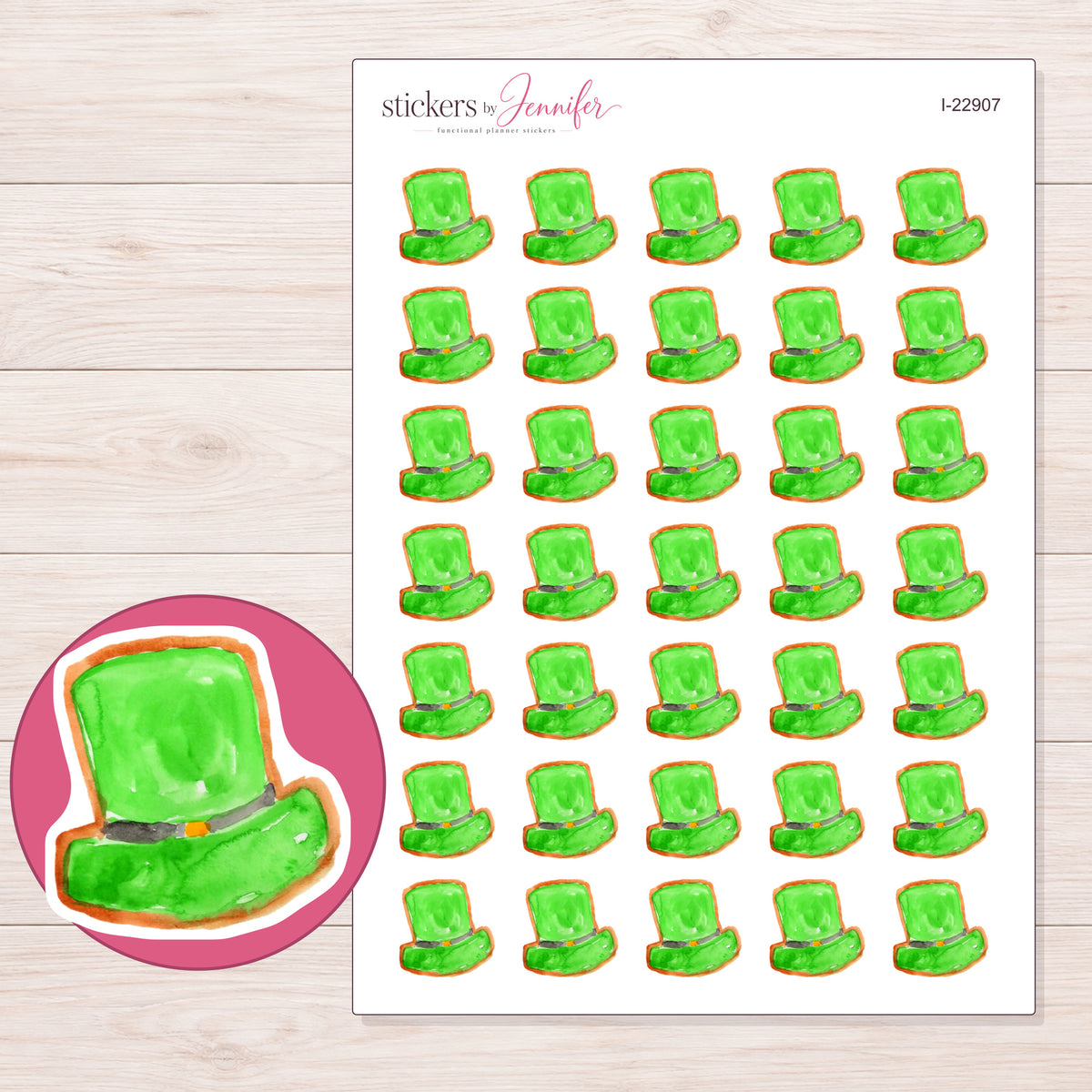 I-22907 planner sticker sheet with enlarged sticker detail