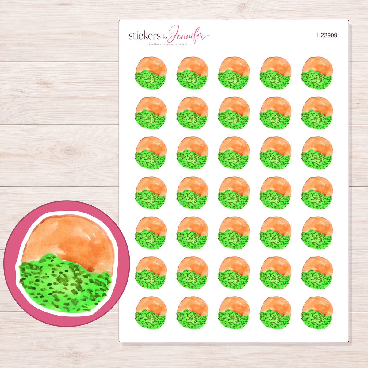 I-22909 planner sticker sheet with enlarged sticker detail