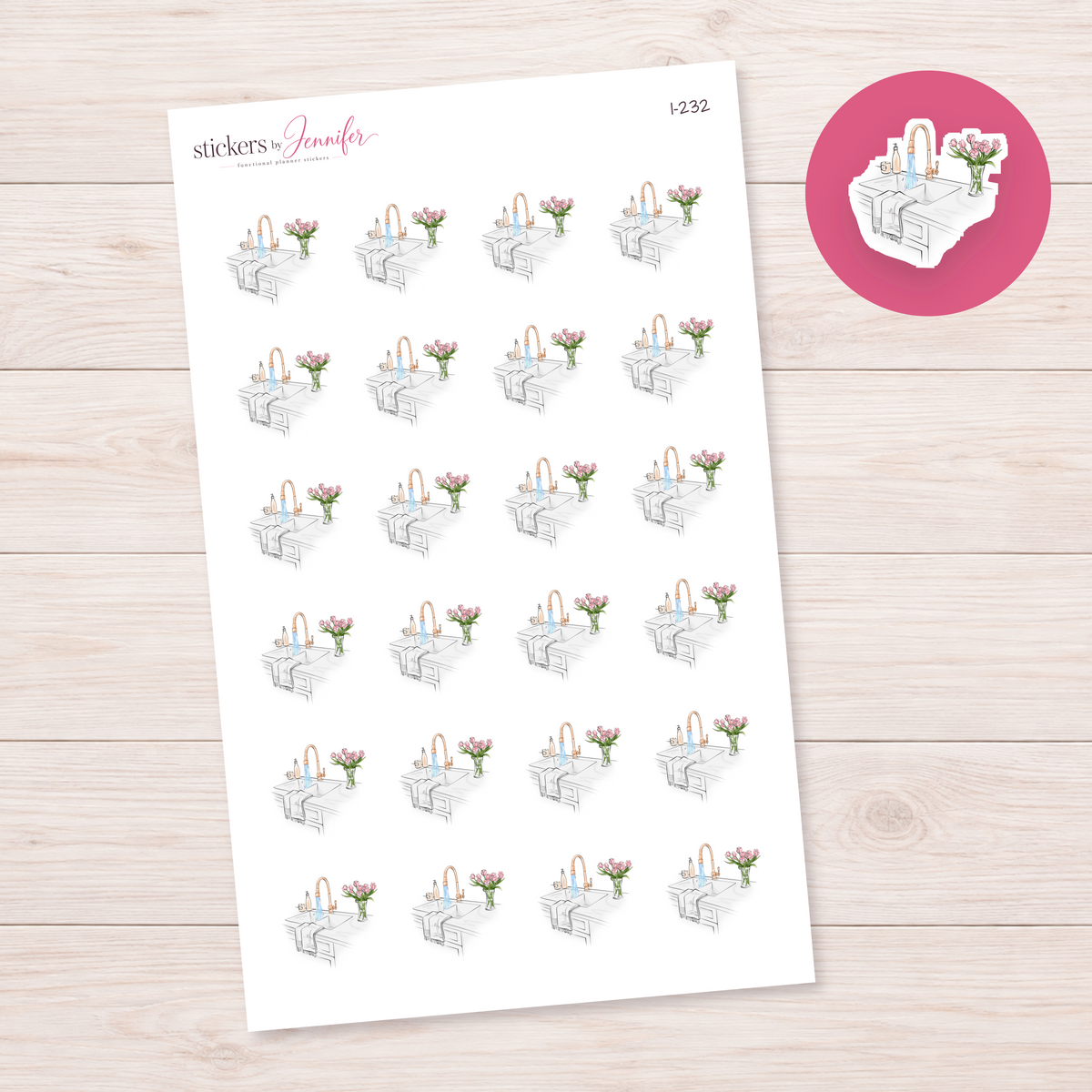 Kitchen Sink & Flowers Planner Stickers | I-232
