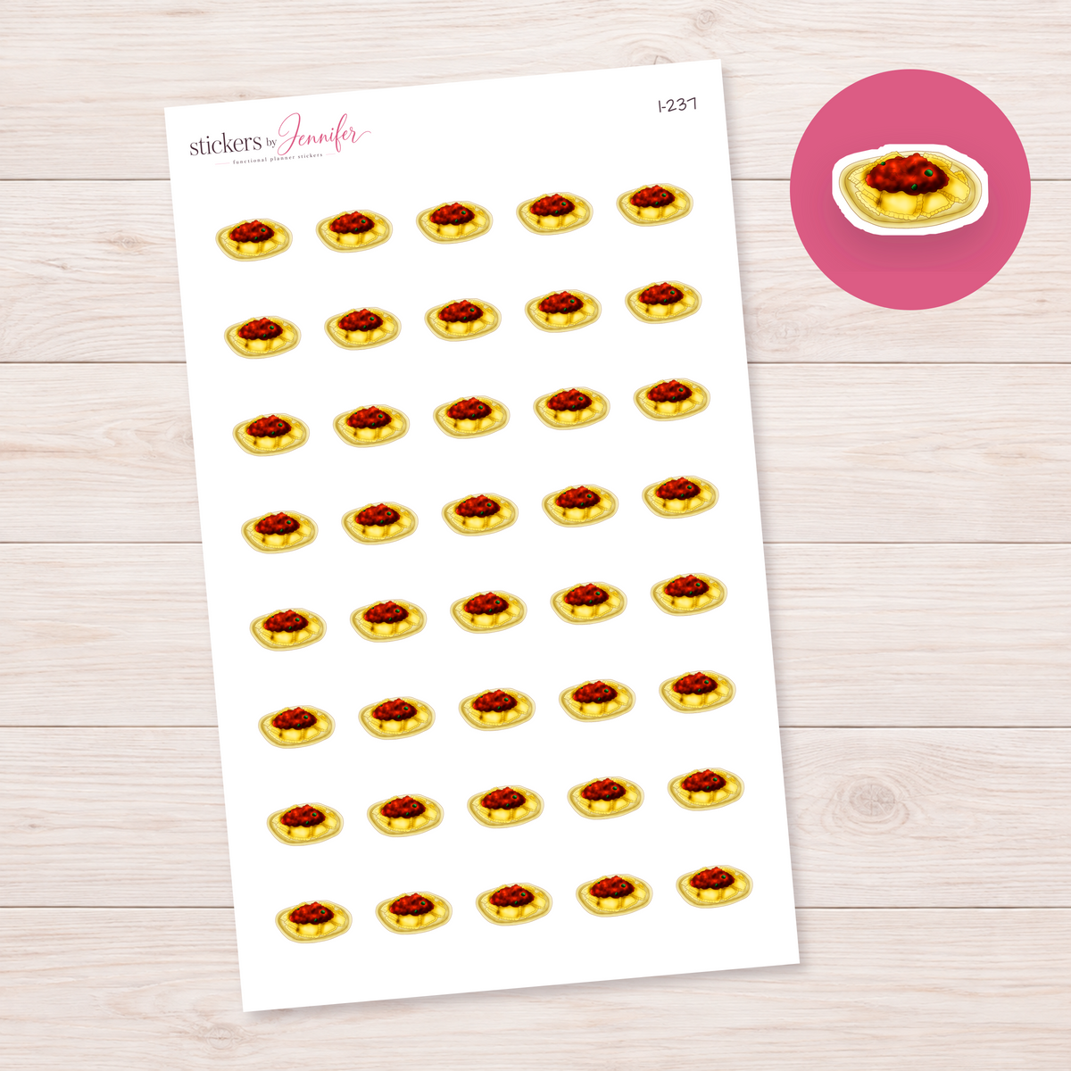 Ravioli Dinner Plate Planner Stickers | I-237