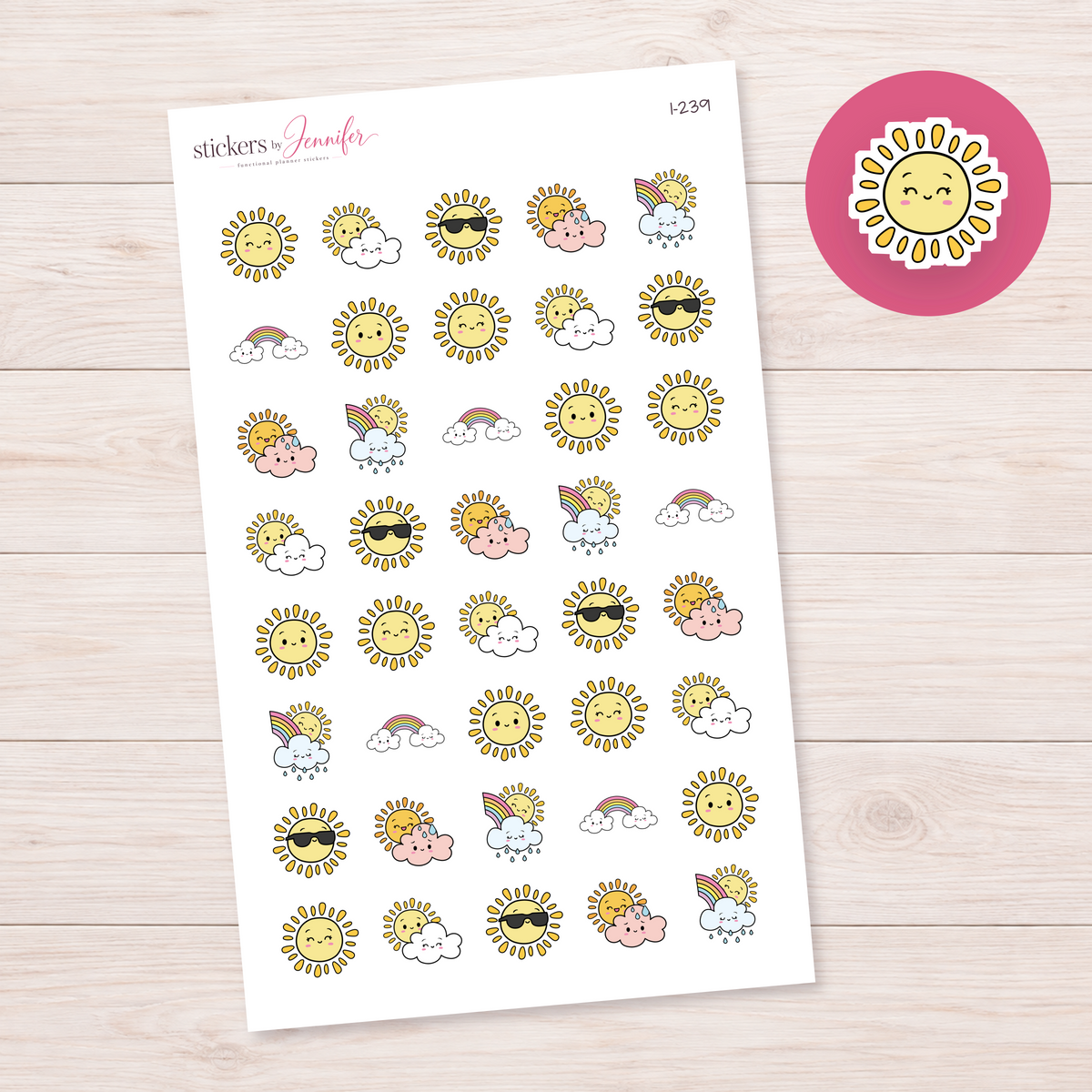 Smiling Sunshine Planner Stickers | I-239