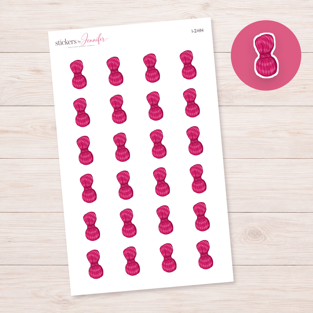 Pink Yarn Skein Planner Stickers | I-2414