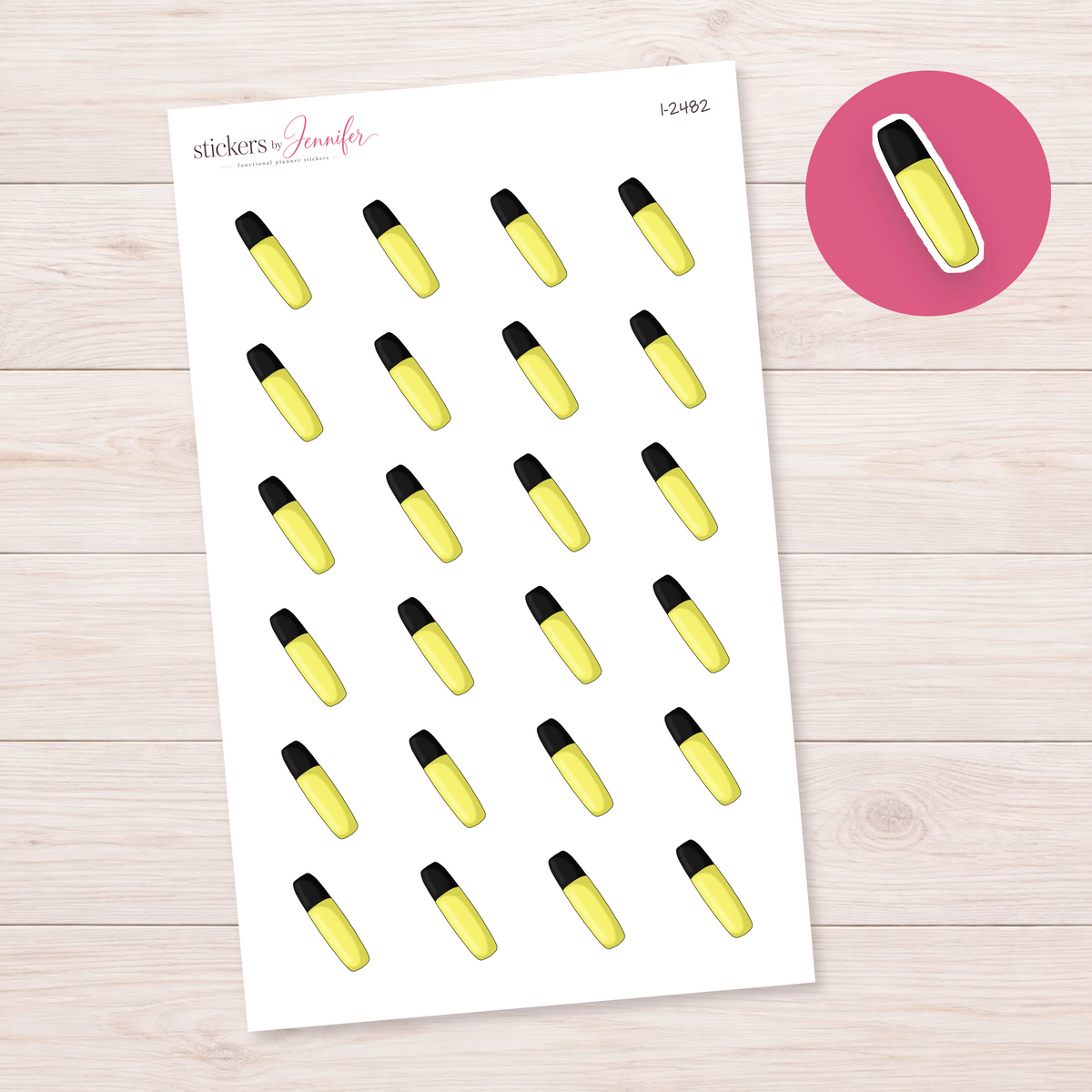 Yellow Capped Marker Planner Stickers | I-2482