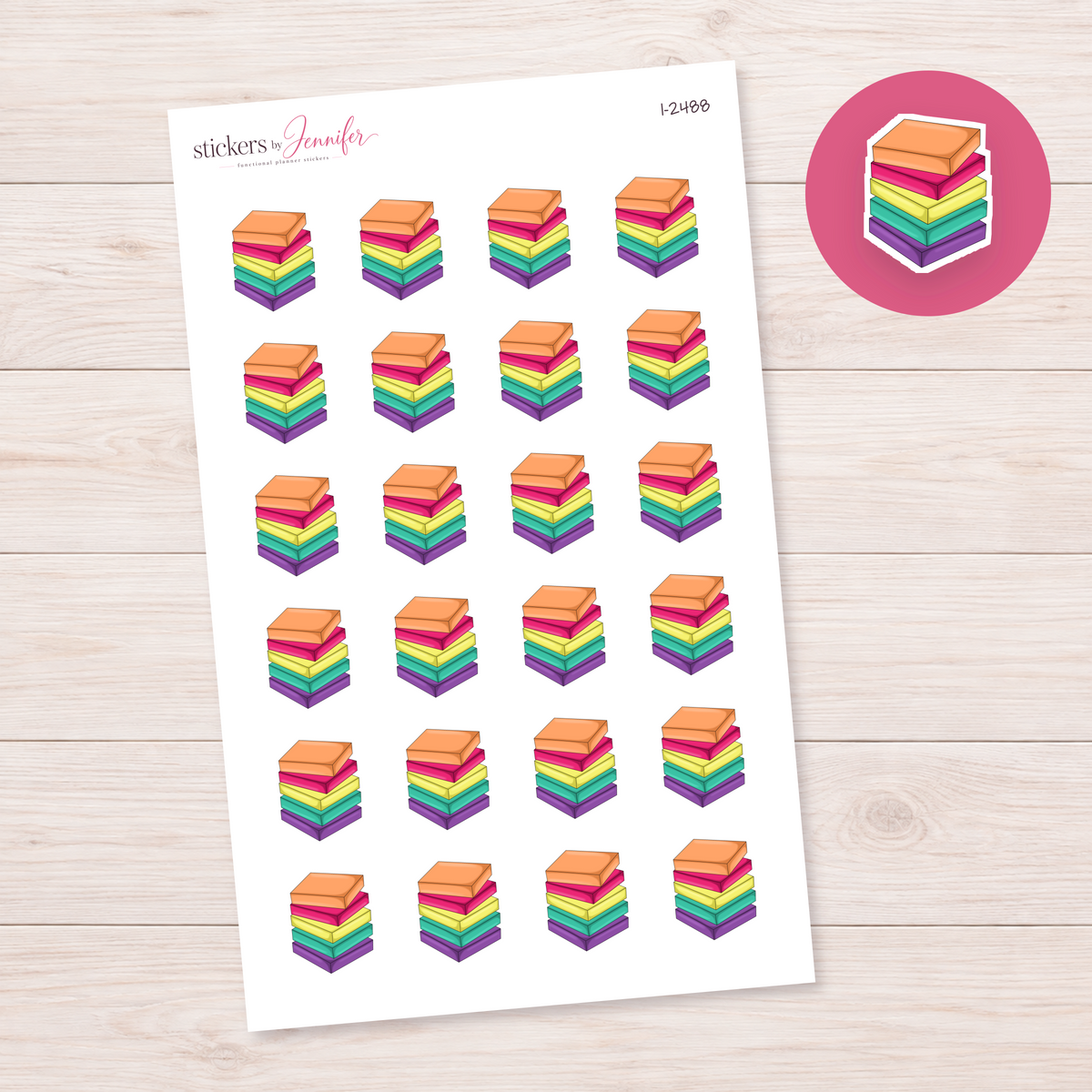 Colorful Paper Pad Stack Planner Stickers | I-2488