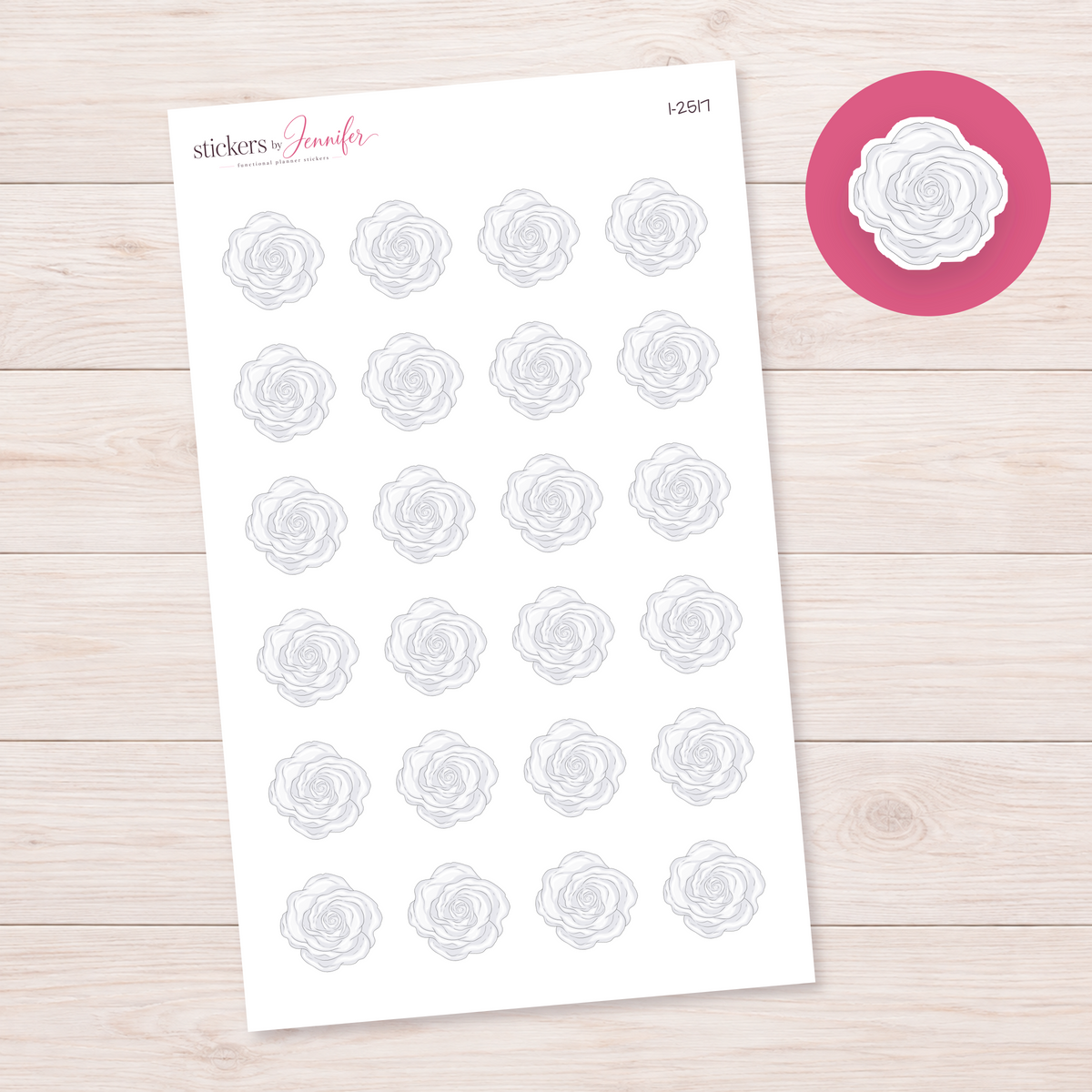 White Rose Bloom Planner Stickers | I-2517