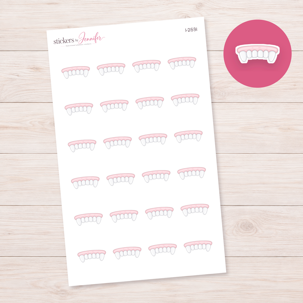 Pastel Vampire Fangs Planner Stickers | I-2531