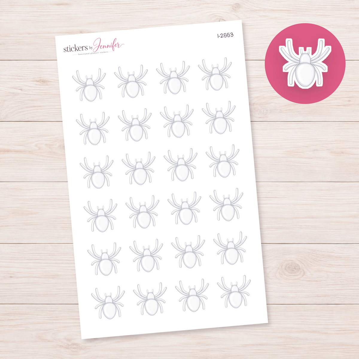 White Halloween Spider Planner Stickers | I-2553