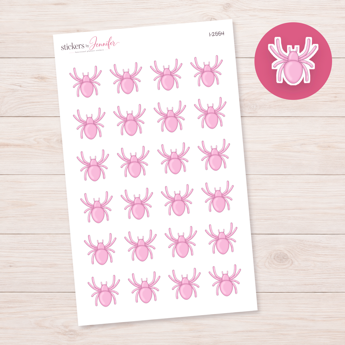 Pink Spider Planner Stickers | I-2554