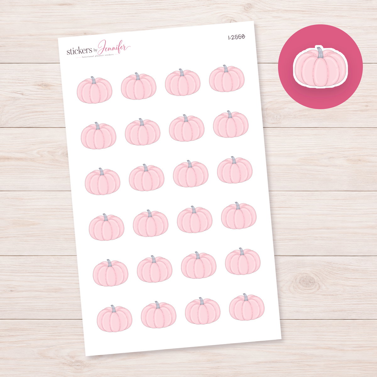 Pastel Pink Pumpkin Planner Stickers | I-2558