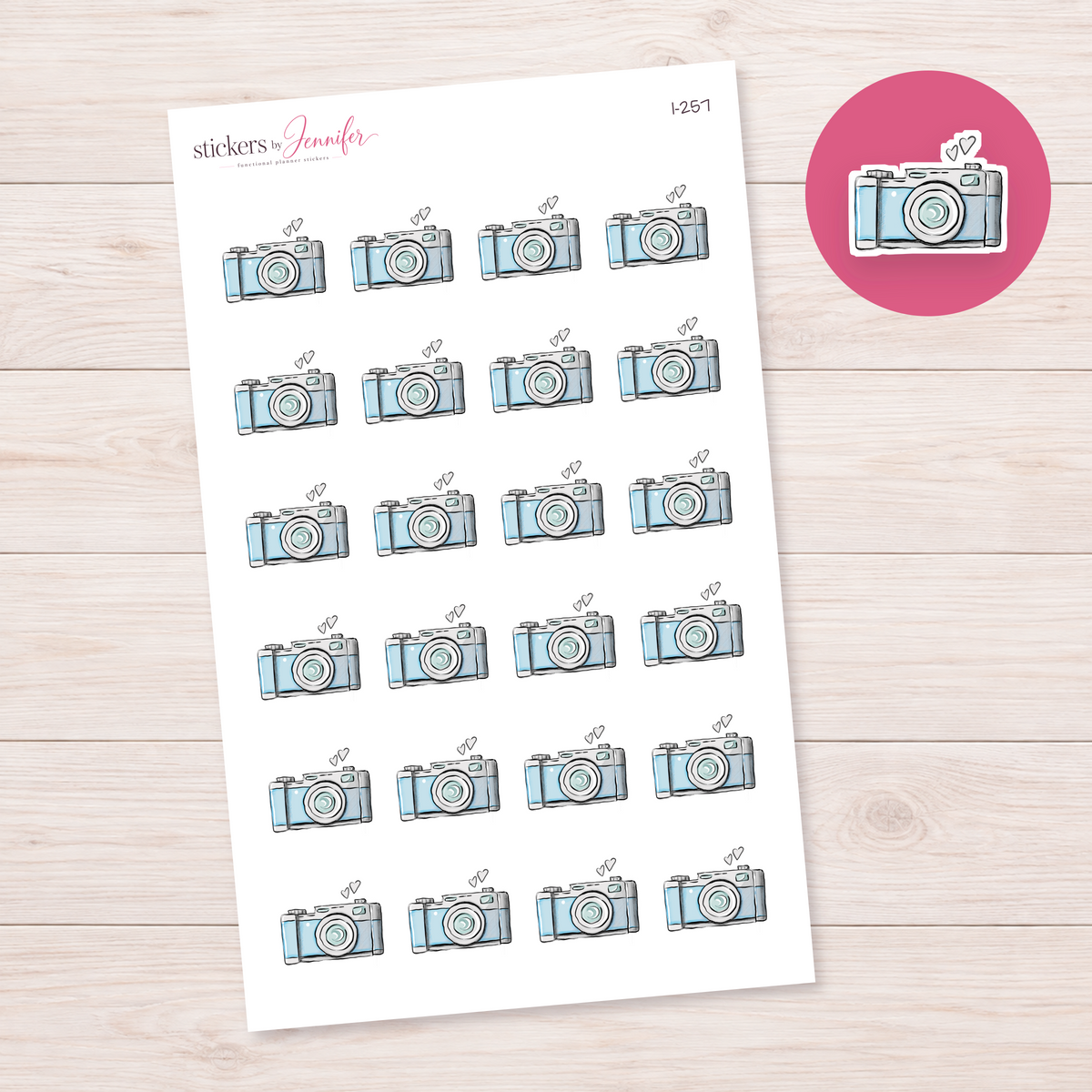 Blue Picture Day Camera Planner Stickers | I-257
