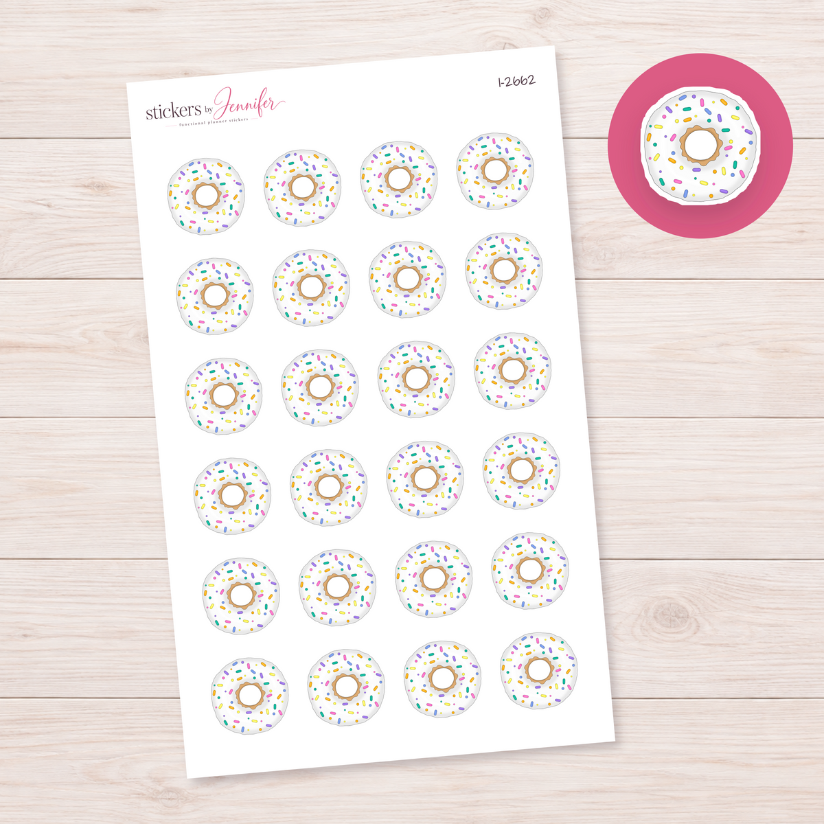 White Sprinkle Doughnut Planner Stickers | I-2662