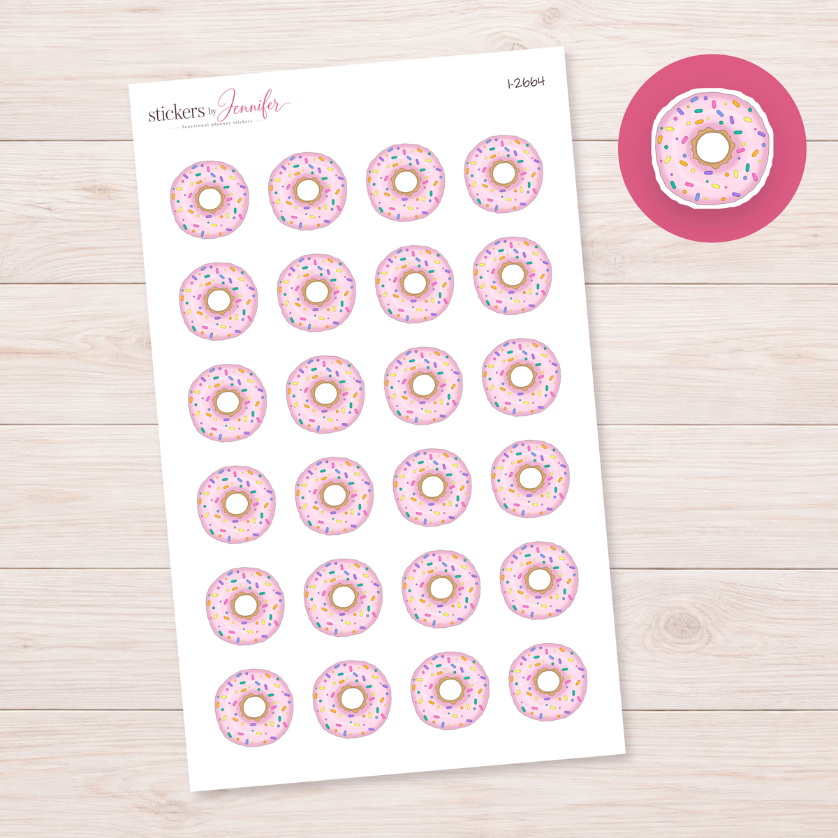 Pink Sprinkle Donut Planner Stickers | I-2664