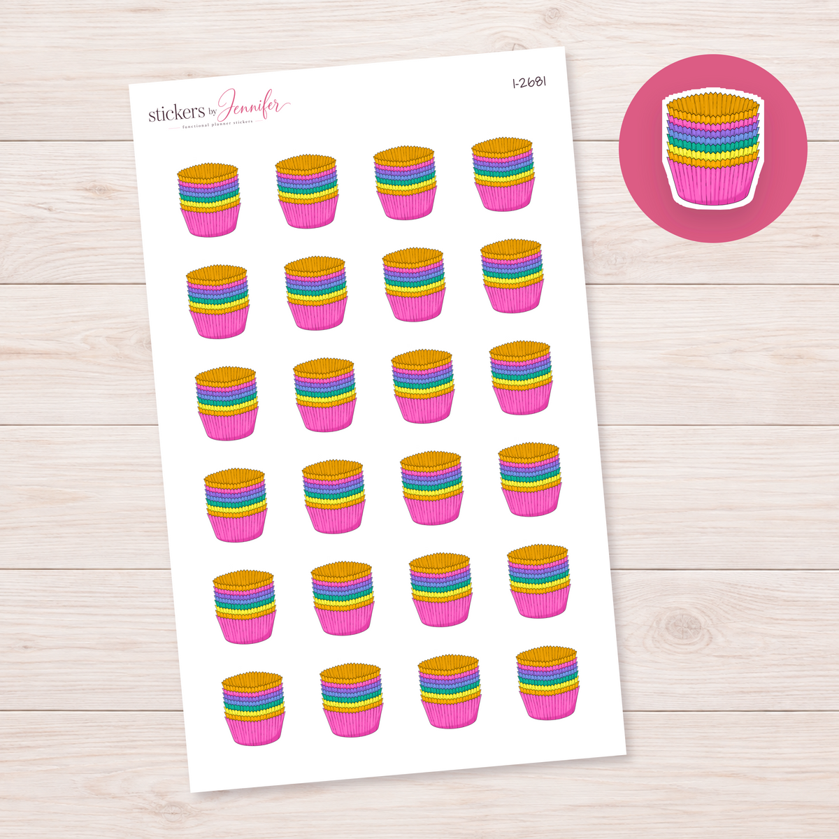 Colorful Cupcake Liners Planner Stickers | I-2681