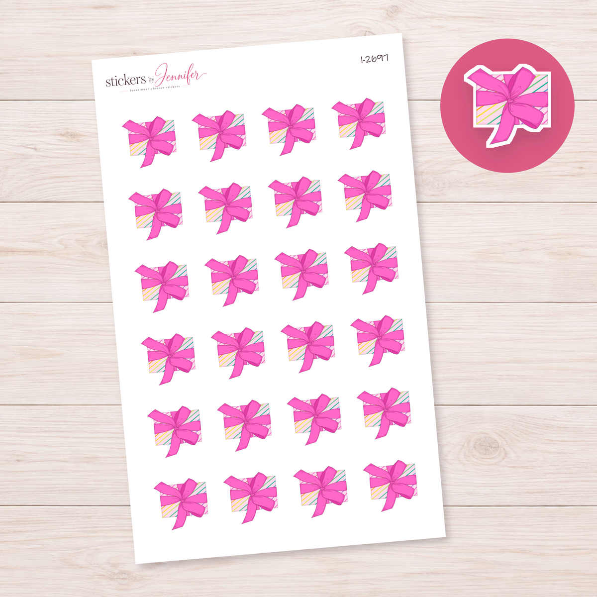 Pink Ribbon Gift Planner Stickers | I-2697