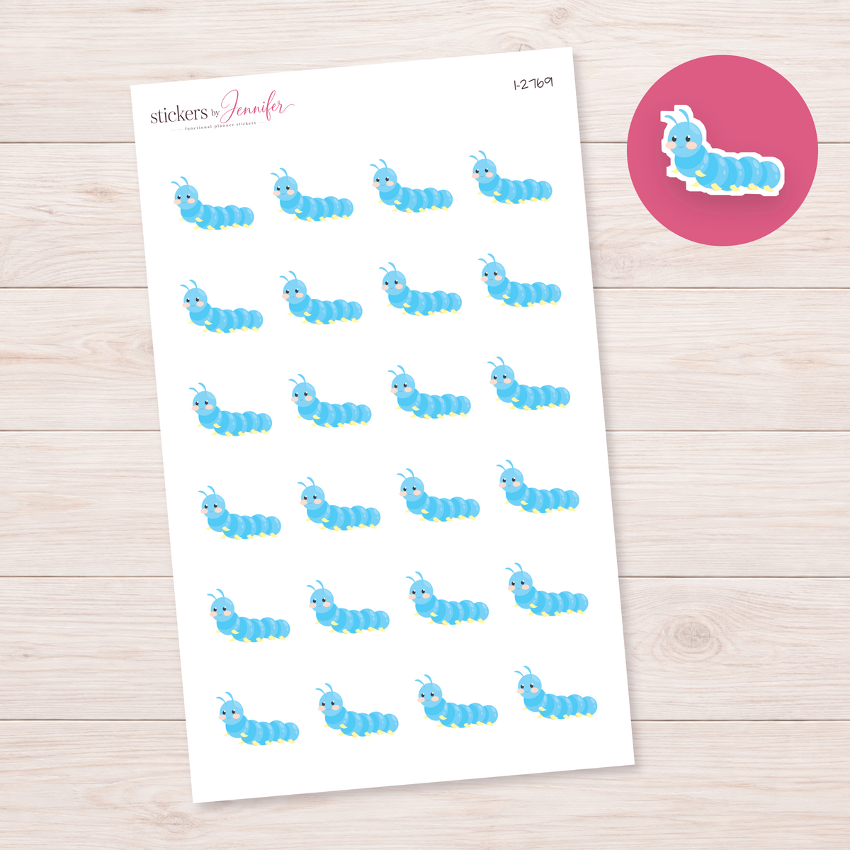 Blue Caterpillar Planner Stickers | I-2769