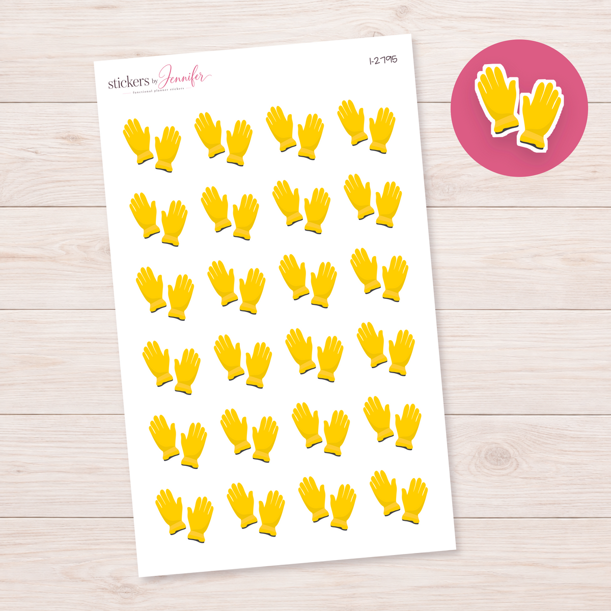 Yellow Gardening Gloves Planner Stickers | I-2795