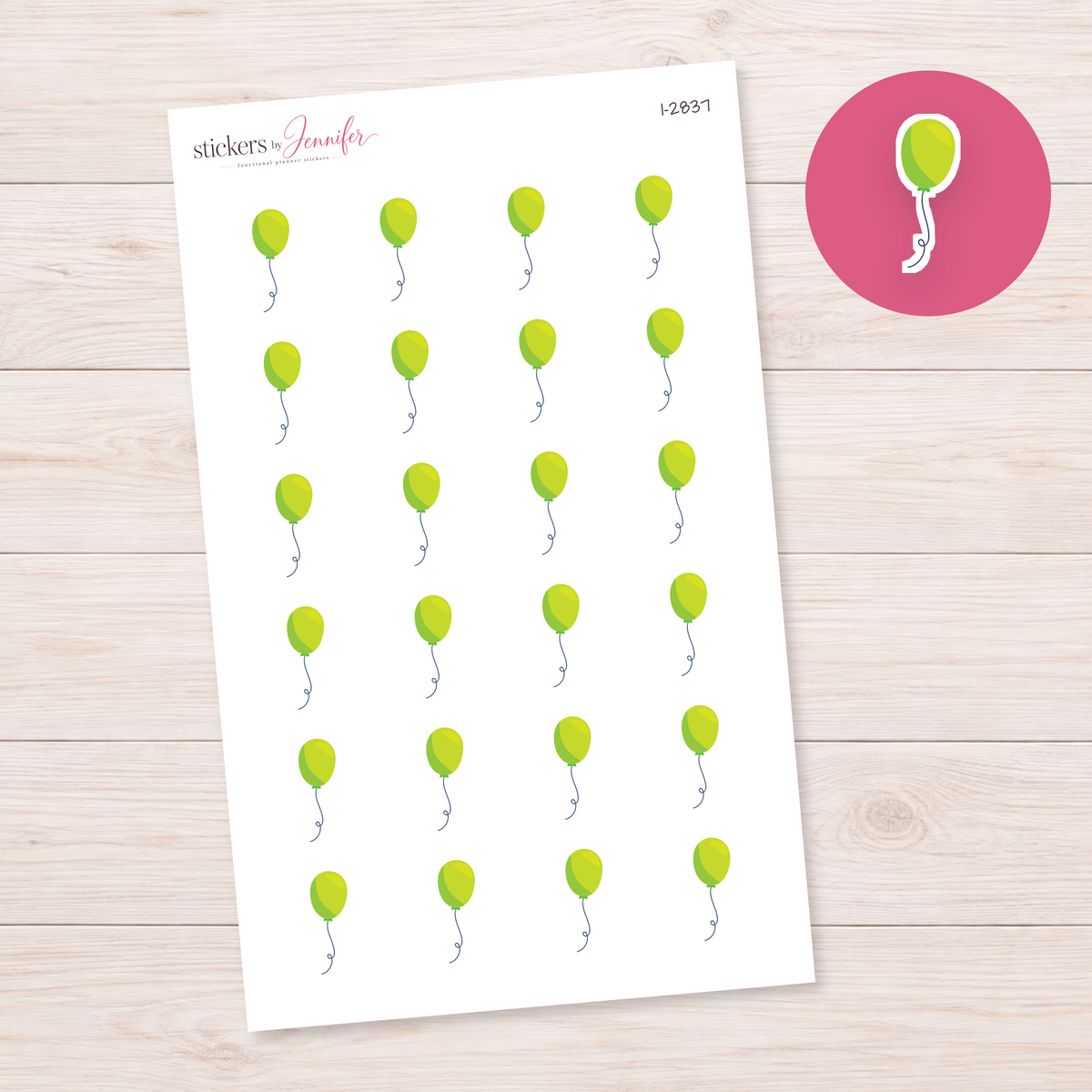 Green Carnival Balloon Planner Stickers | I-2837