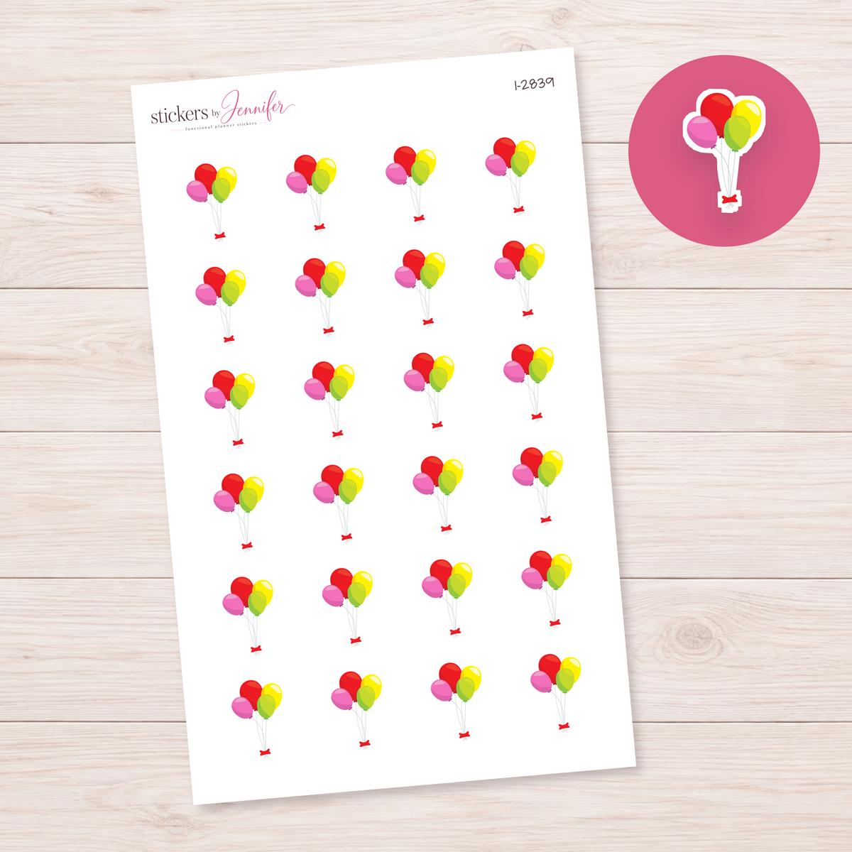 Colorful Balloon Bunch Planner Stickers | I-2839