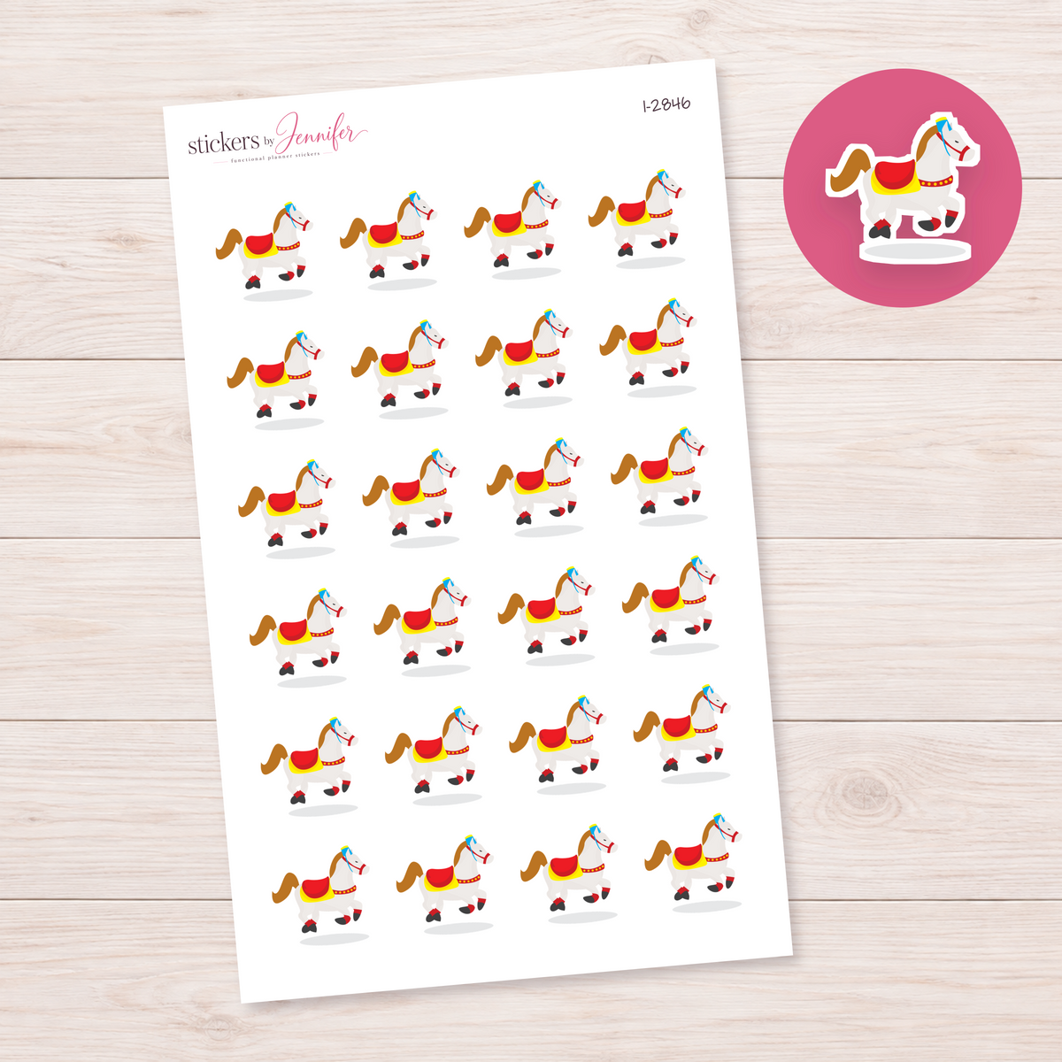 White Carousel Horse Planner Stickers | I-2846