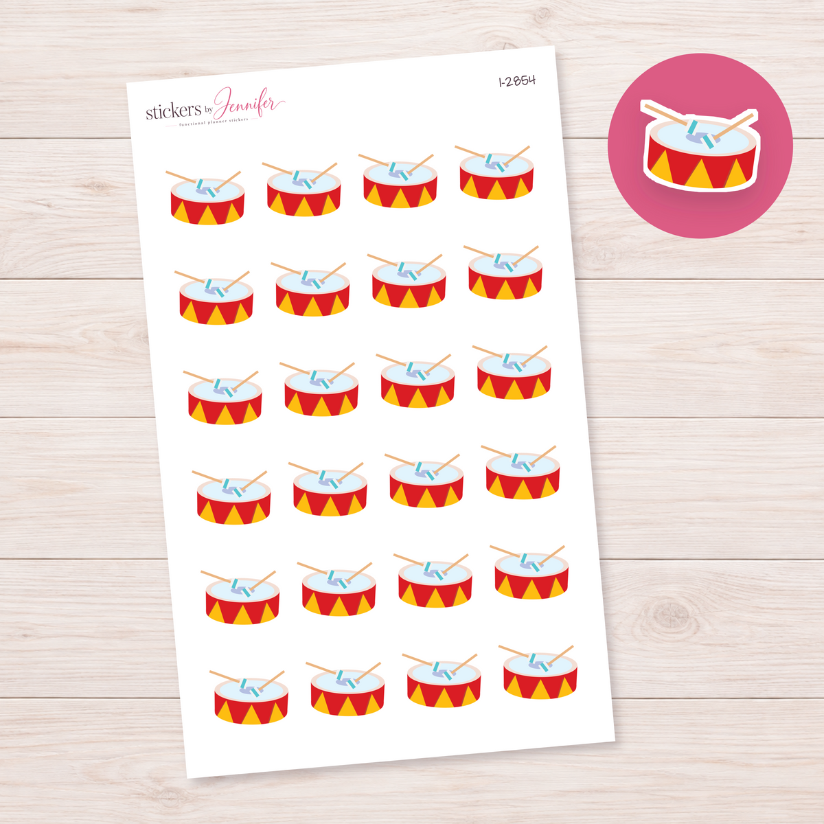Red Circus Drum Planner Stickers | I-2854