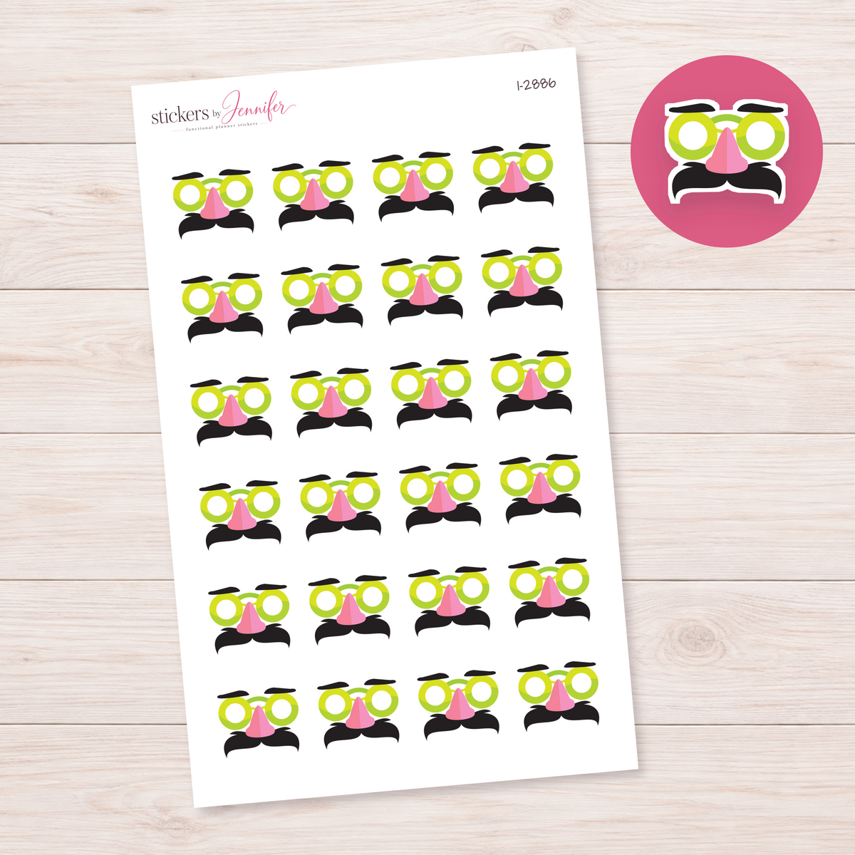 Funny Disguise Glasses Planner Stickers | I-2886