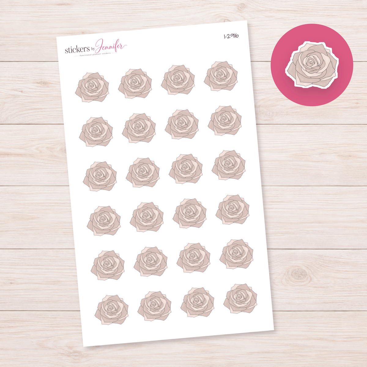 Neutral Blush Rose Planner Stickers | I-2916