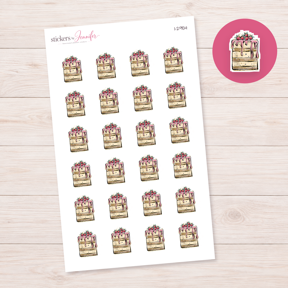 Strawberry Drip Layer Cake Planner Stickers | I-2954