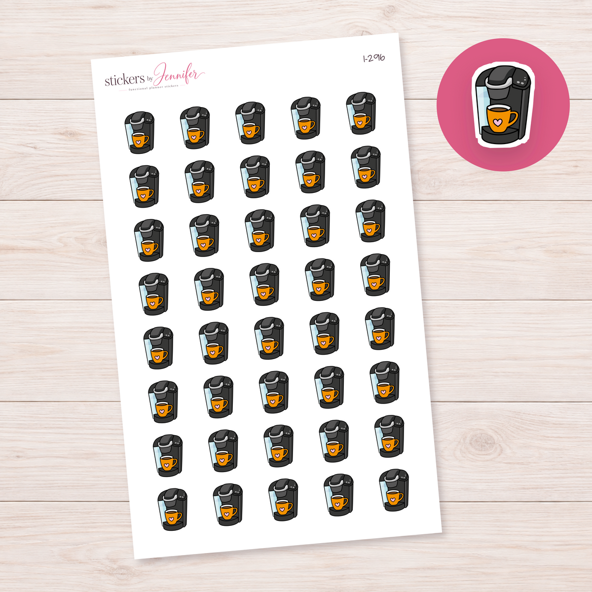 Orange Coffee Maker Planner Stickers | I-296
