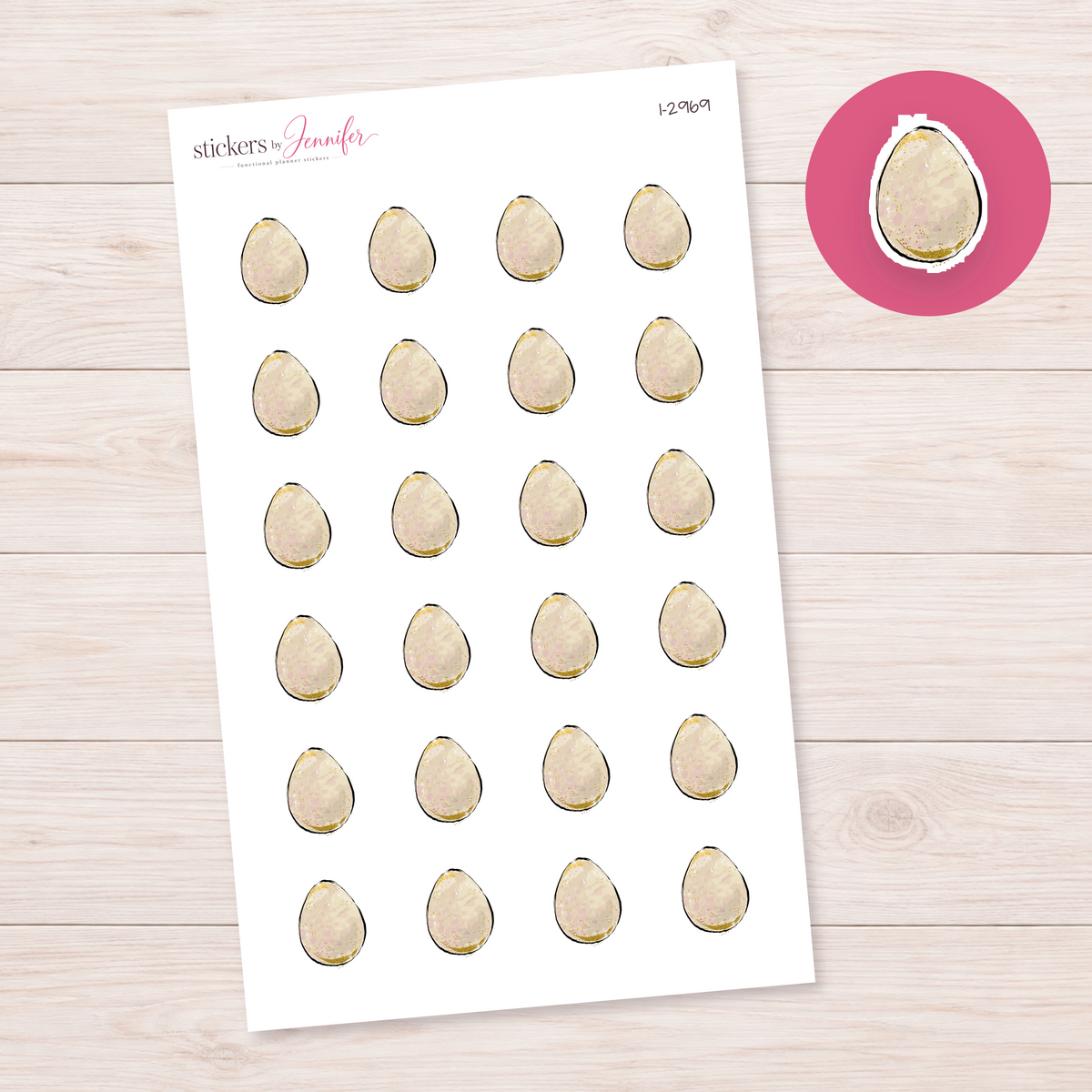 Decorative Cream Egg Planner Stickers | I-2969