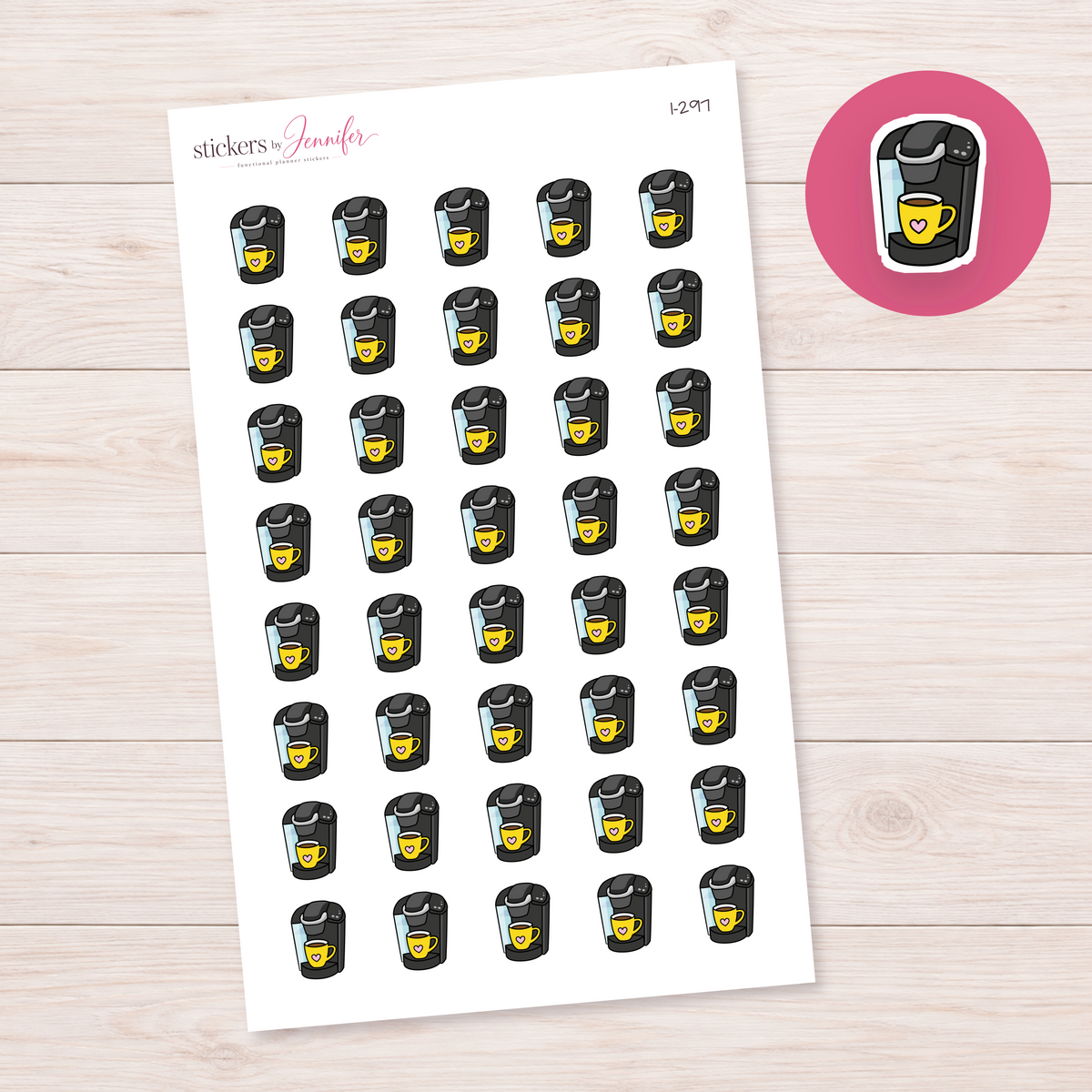 Bright Yellow Coffee Maker Planner Stickers | I-297