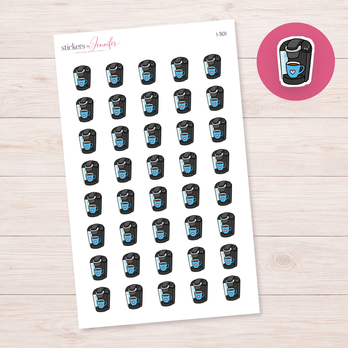 Sky Blue Mug Coffee Maker Planner Stickers | I-301