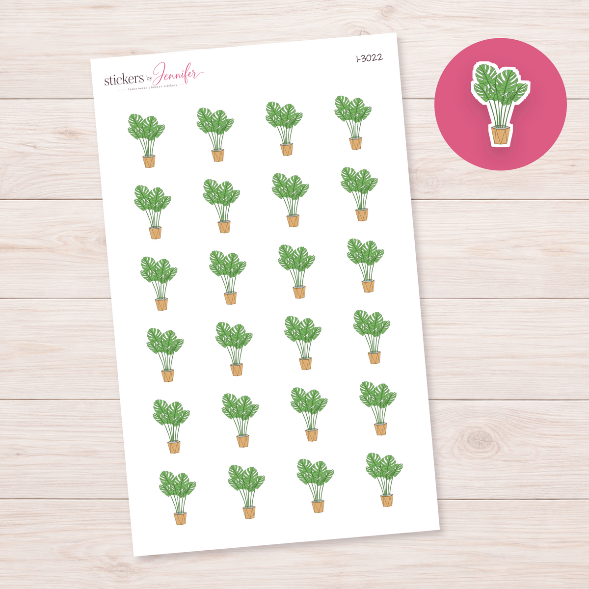 Monstera in Gold Planter Planner Stickers | I-3022