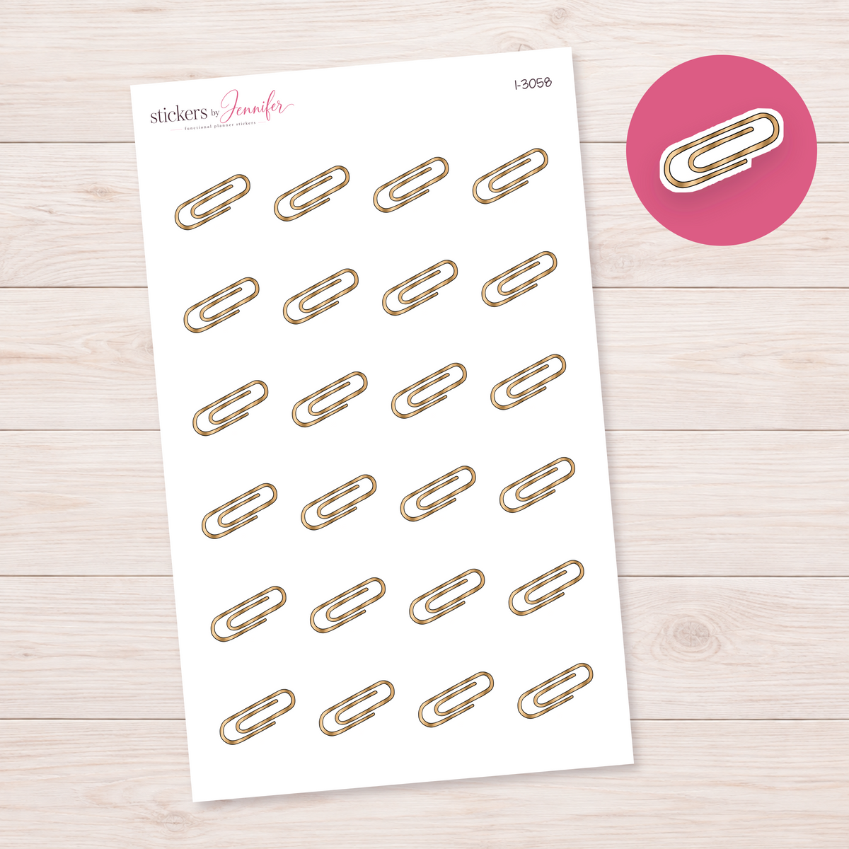 Gold Paper Clip Planner Stickers | I-3058