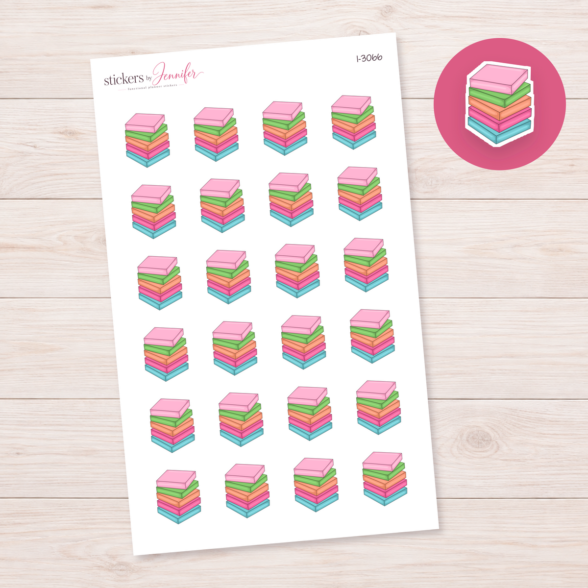 Pastel Paper Pad Stack Planner Stickers | I-3066