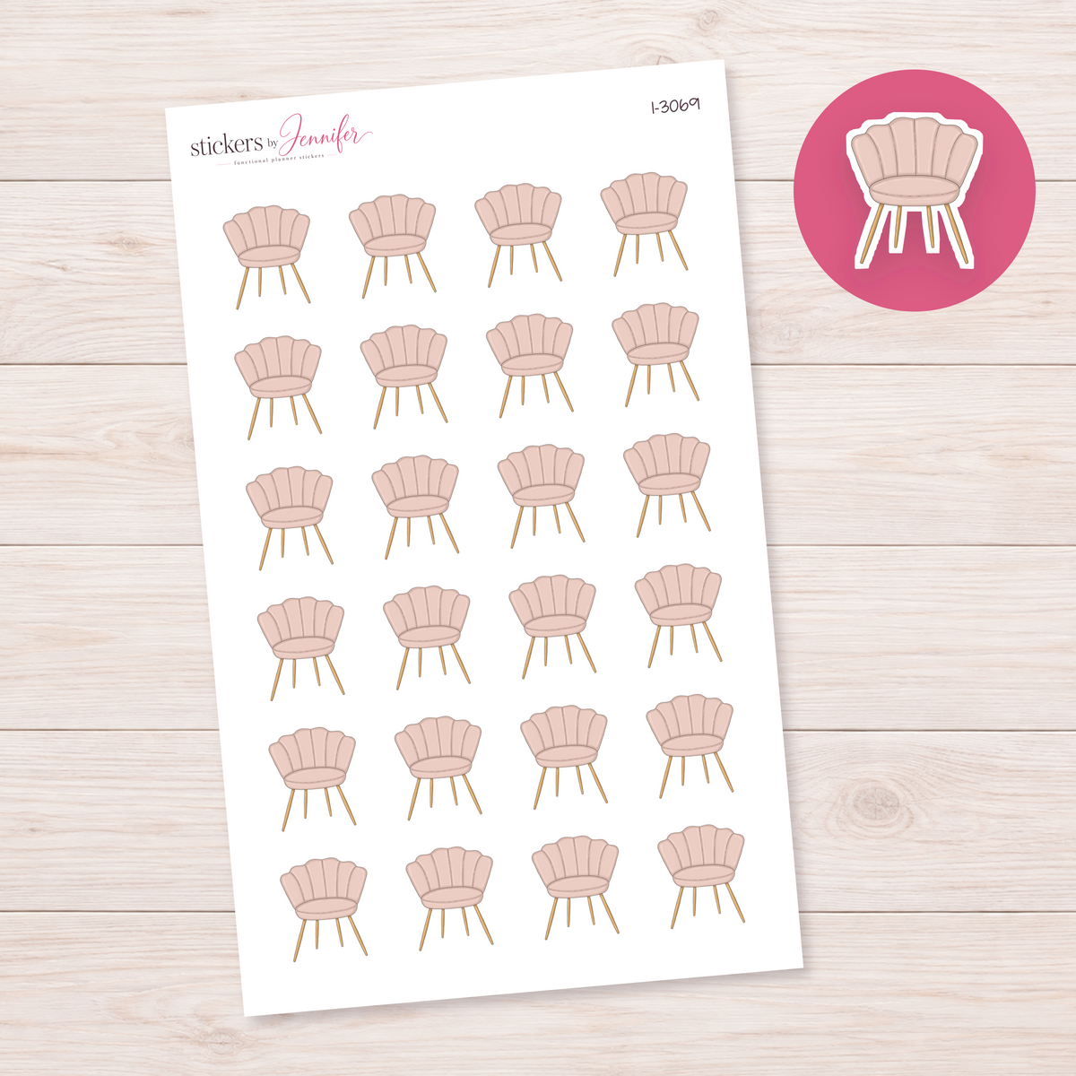 Neutral Scalloped Chair Planner Stickers | I-3069