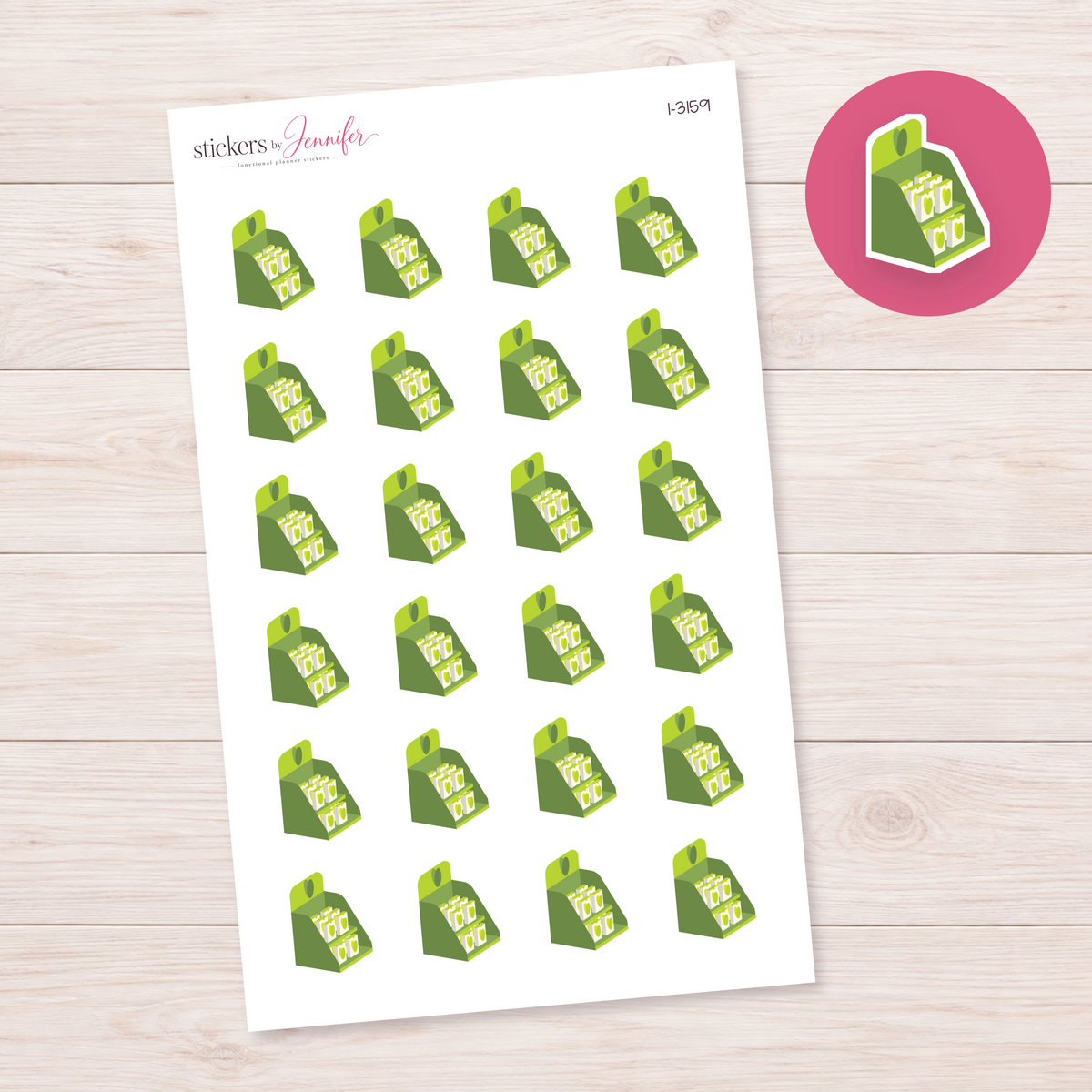 Green Juice Carton Display Planner Stickers | I-3159