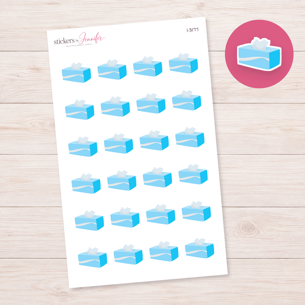 Blue Tissue Box Planner Stickers | I-3177