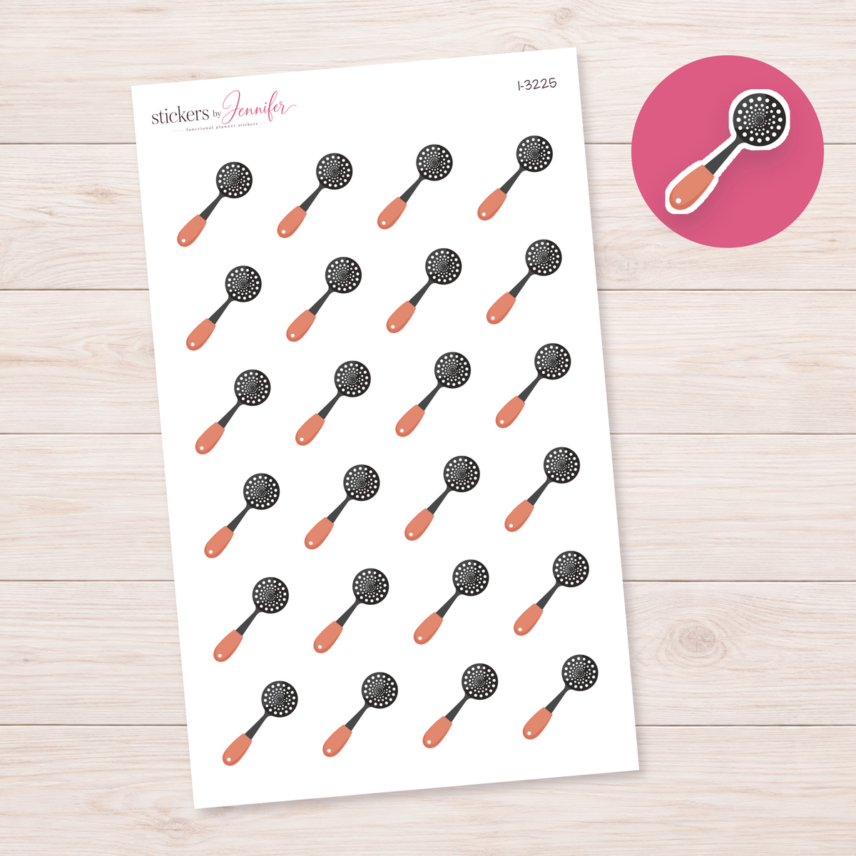 Coral-Handled Skimmer Planner Stickers | I-3225